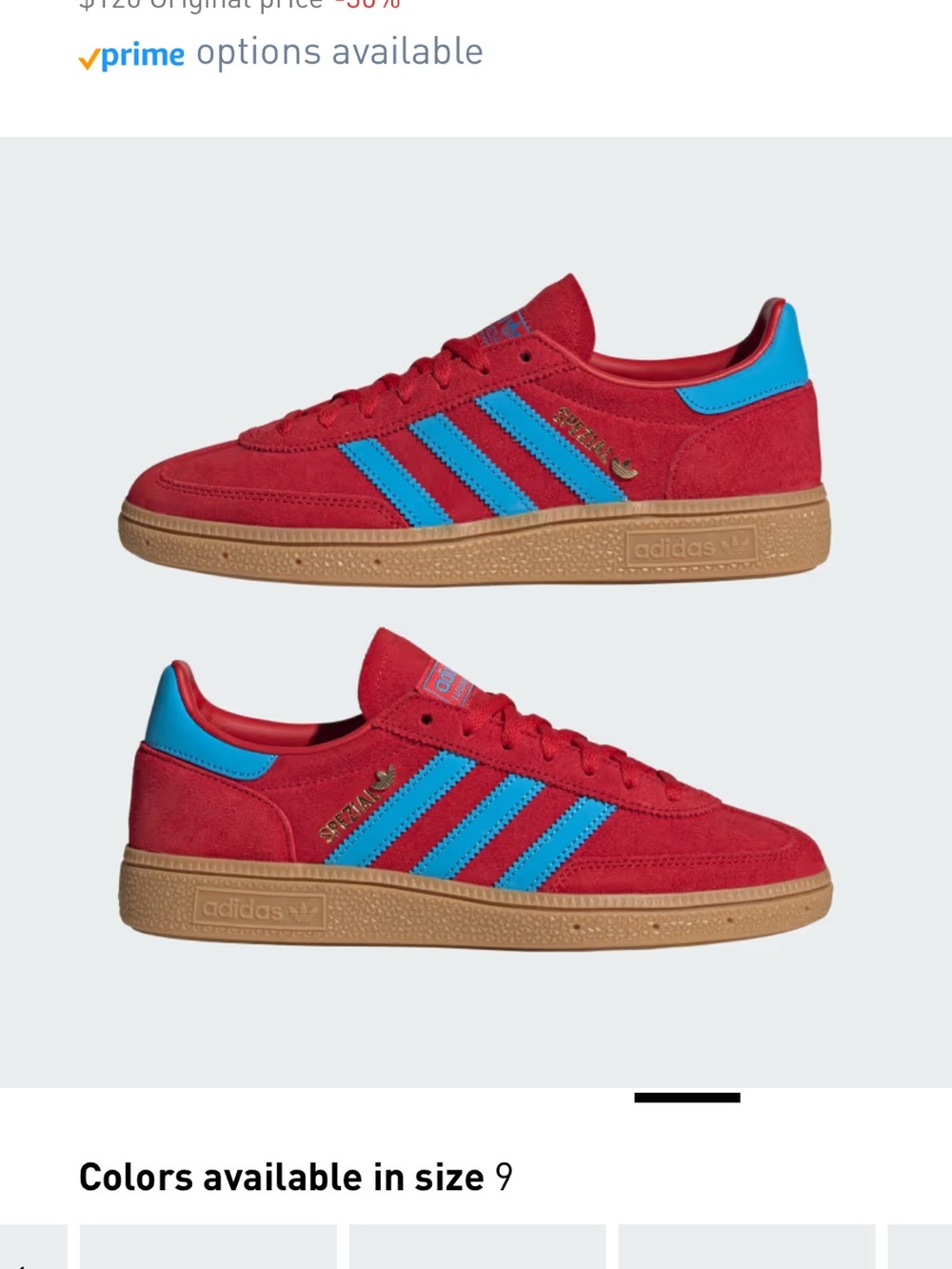 Adidas Women’s Red Suede Sneakers with Blue Stripes